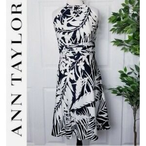 Ann Taylor Women's Brown & Ivory Floral Strapless Halter Dress 6